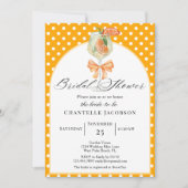 Girly Chic Polka Dots Orange Bubbly Brautparty Einladung (Vorderseite)