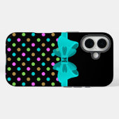 Girly Chic Retro Polka Dots Coquette Bow Monogramm Case-Mate iPhone Hülle (Rückseite (Horizontal))