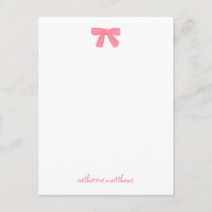 Girly Chic Rosa Schleife Individuelle Korresponden Postkarte