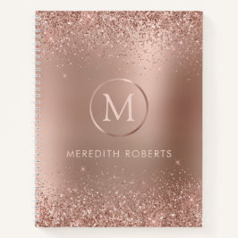 Girly Chic Rose Gold Glitzer Metallic Monogram Notizblock