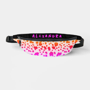 Girly Chic Schwarz Pink Kuh Tier Muster Name Bauchtasche