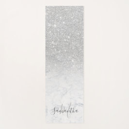 Girly chic silber Glitzer ombre Marmor mit Monogra Yogamatte