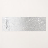 Girly chic silber Glitzer ombre Marmor mit Monogra Yogamatte (Vorderseite (Horizontal))