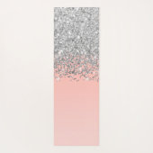 Girly Chic Silver Confetti Pink Gradient Monogram Yogamatte (Rückseite)