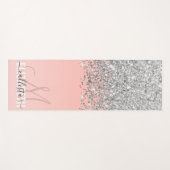 Girly Chic Silver Confetti Pink Gradient Monogram Yogamatte (Vorderseite (Horizontal))