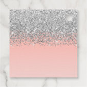 Girly Chic Silver Confetti Pink Gradient Ombre Geschenkanhänger (Rückseite)