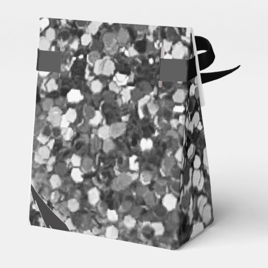 Girly Chic Silver Glitzer Monogramed Wedding Geschenkschachtel (Rückseite)