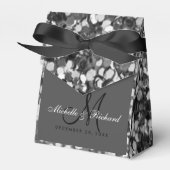 Girly Chic Silver Glitzer Monogramed Wedding Geschenkschachtel (Vorderseite)