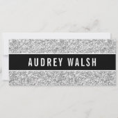 Girly Chic Silver Sequin Black Gift Certificate Einladung (Vorderseite)