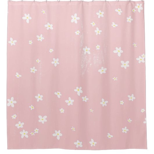 Girly Chic Stilvoll Pink Daisies Muster Moderne Duschvorhang (Vorderseite)