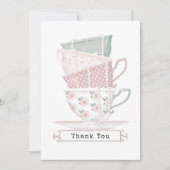Girly Chic Teacup Stack and Pearls Danke Karte (Vorderseite)