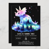 Girly Chic Triceratops Geburtstag Einladung (Vorne/Hinten)