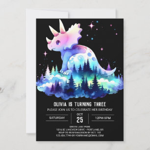 Girly Chic Triceratops Geburtstag Einladung