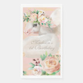 Girly Chic Watercolor Blumenhorn Personalisiert Serviette (Vorderseite)