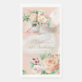 Girly Chic Watercolor Blumenhorn Personalisiert Serviette