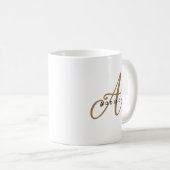 Girly Chic White Gold Script Monogram Kaffeetasse (VorderseiteRechts)