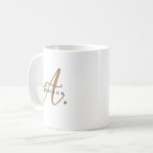 Girly Chic White Gold Script Monogram Kaffeetasse (Vorderseite Links)
