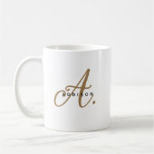 Girly Chic White Gold Script Monogram Kaffeetasse (Links)