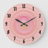 Girly Chick Pink Peach Spirals Typografy Numbers Große Wanduhr (Vorderseite)