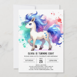 Girly Children Horse Geburtstag Einladung
