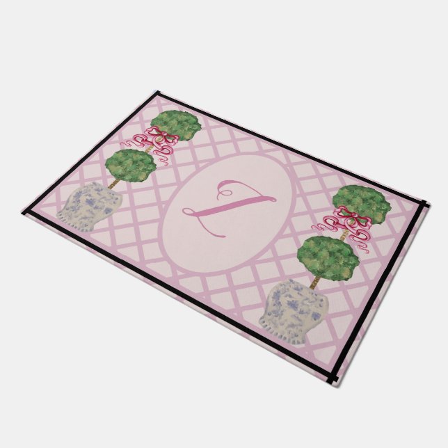 Girly Chinoiserie Ginger Jar Jars Topiary Doormat Fußmatte (Schrägansicht)
