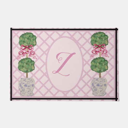 Girly Chinoiserie Ginger Jar Jars Topiary Doormat Fußmatte (Vorderseite)