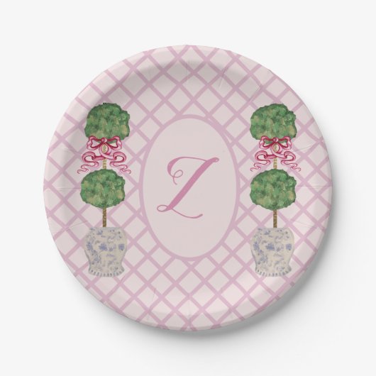 Girly Chinoiserie Ginger Jar Jars Topiary Pappteller (Vorderseite)