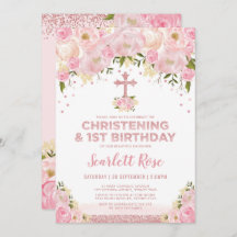 Girly Christening 1. Geburtstag Rose Gold Blush
