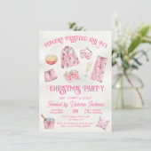 Girly Christmas Pajama Party Einladung (Stehend Vorderseite)