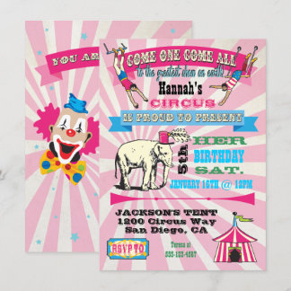 GIrly Circus Poster Style Party Einladungen