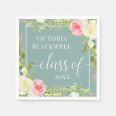 Girly Class of 2022 Greenery Blume Abschluss Serviette (Vorderseite)