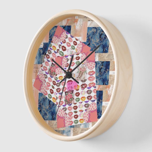 Girly Clock Rose Gold Blush Pink Uhr (Winkel)