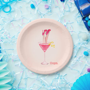 Girly Cocktail Spaß Illustration, Girls Night Out Pappteller