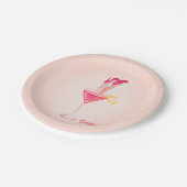 Girly Cocktail Spaß Illustration, Girls Night Out Pappteller (Schrägansicht)