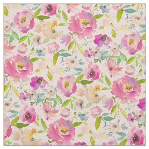 Girly Colorful Blooming Chic Pink Floral Muster Stoff