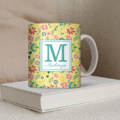 Girly Colorful Boho Spring Flowers Monogram Kaffeetasse