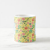 Girly Colorful Boho Spring Flowers Monogram Kaffeetasse (Mittel)