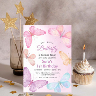 Girly Colorful Butterfly Party Einladung