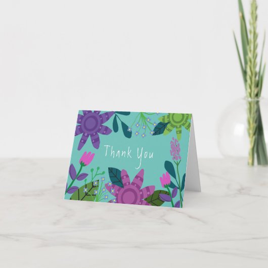 Girly Colorful Floral Dankeskarte (Vorderseite)