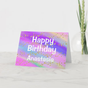 Girly Colorful Happy Birthday Unicorn Gold Glitzer Karte