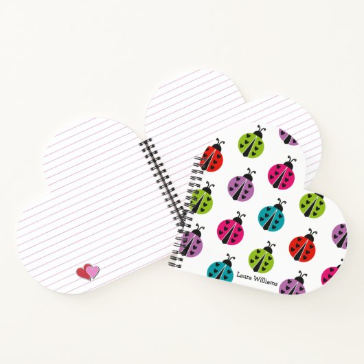 Girly Colorful Ladybug Personalisiert Notizblock (Innenseite)