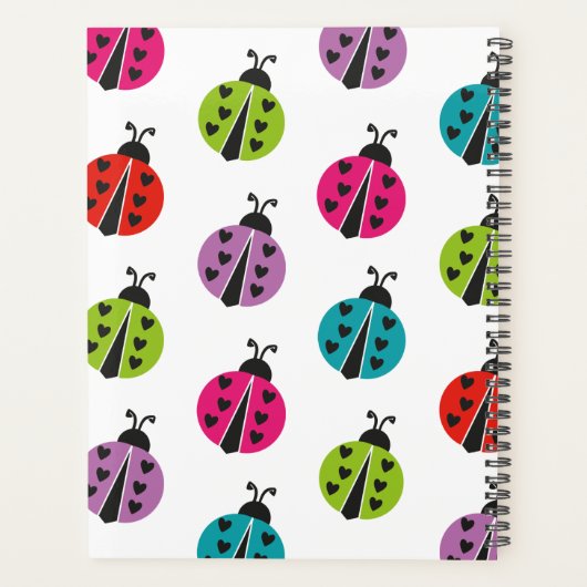 Girly Colorful Ladybug Personalisiert Planer (Rückseite)