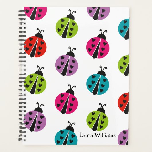 Girly Colorful Ladybug Personalisiert Planer (Vorderseite)