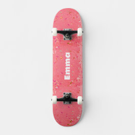 Girly Colorful Sparkle Glitzer mit Name für Teens Skateboard