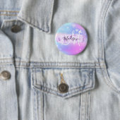 Girly Colorful Unicorn Rainbow Hearts Monogram Button (Beispiel)