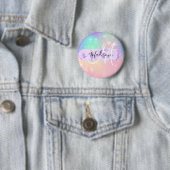 Girly Colorful Unicorn Rainbow Hearts Monogram Button (Beispiel)
