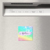 Girly Colorful Unicorn Rainbow Hearts Monogram Magnet (In Situ (Geschirrspüler))