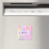 Girly Colorful Unicorn Rainbow Hearts Monogram Magnet (In Situ (Geschirrspüler))