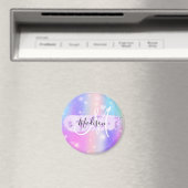 Girly Colorful Unicorn Rainbow Hearts Monogram Magnet (In Situ (Geschirrspüler))