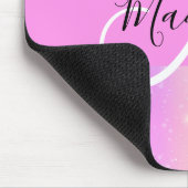 Girly Colorful Unicorn Rainbow Hearts Monogram Mousepad (Ecke)